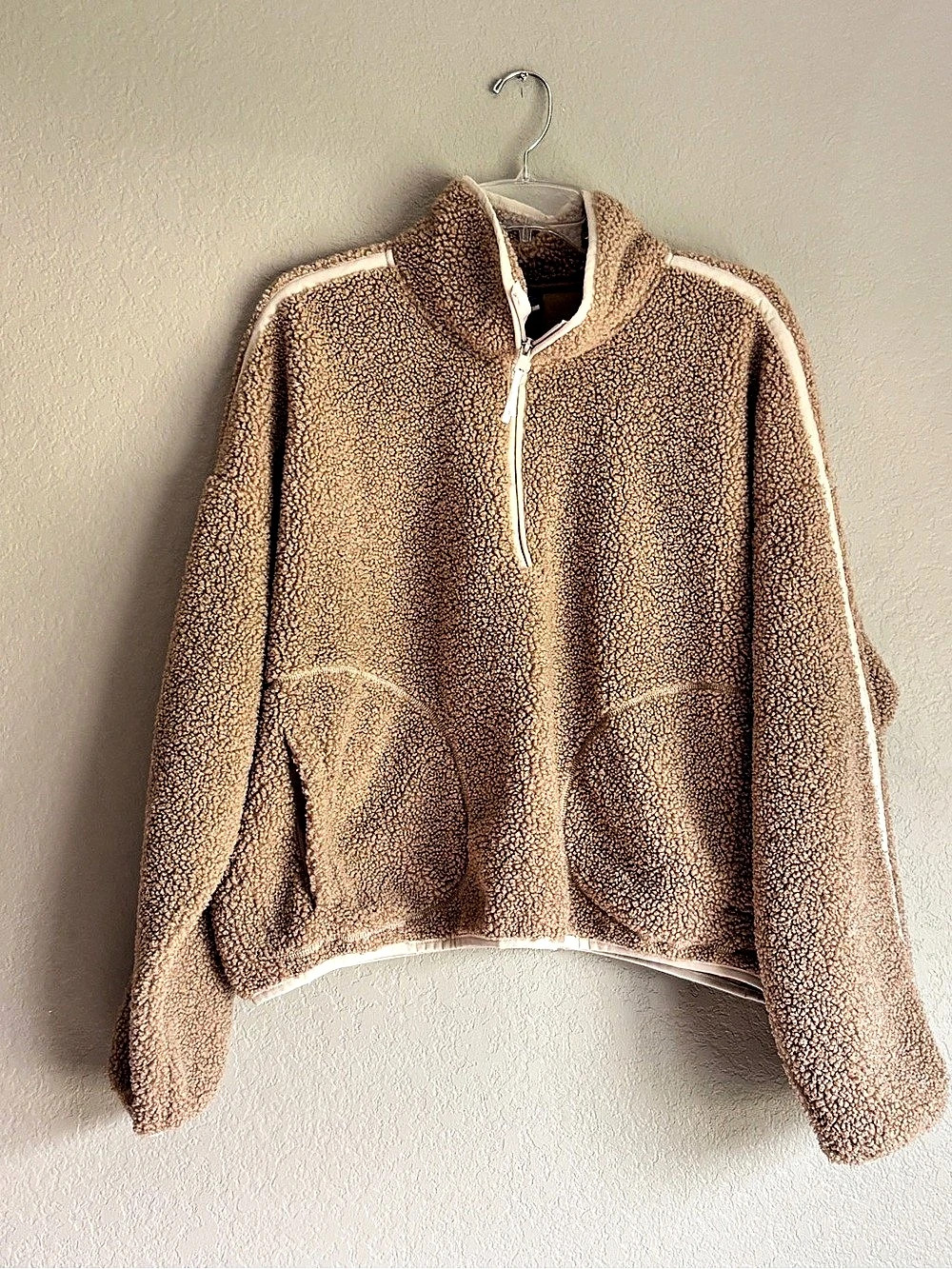 Old Navy Teddy Fleece Quarter-Zip Sweater Tan Women’s XL
